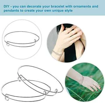 Hicarer 30 Pieces Expandable Bangle Bracelets Adjustable Silver Bracelets Wire Bangles for Jewelry Making DIY Gift Crafts