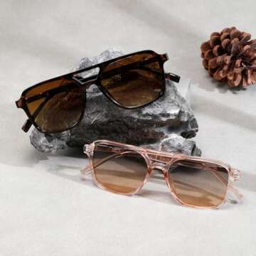 kimorn Sunglasses Womens Men Trendy Retro Sun Glasses Rectangle Frame Shades K1649 (Tortoiseshell +P...