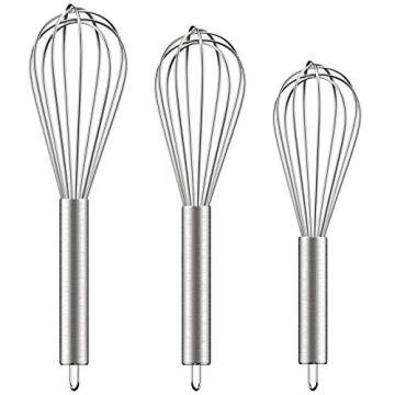 Ouddy Stainless Steel Whisk Set 8"+10"+12", Kitchen Whisk Balloon Whisks for Cooking Egg Beater Wire...