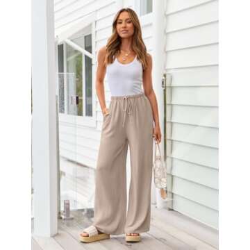 LILLUSORY Linen Wide Leg Pants Womens Palazzo Flowy Beach Vacation 2025 Summer Spring Fashion Outfit...