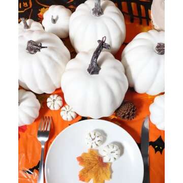 vensovo 6 Inch Large Pumpkins for Decorating - 4PCS Big White Foam Decorative Artificial Pumpkins for Fall Decor, Paintable, Perfect for Halloween, Thanksgiving Table Decor…