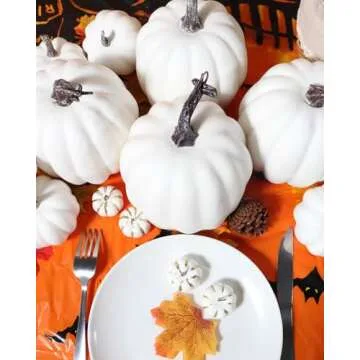 vensovo 6 Inch Large Pumpkins for Decorating - 4PCS Big White Foam Decorative Artificial Pumpkins for Fall Decor, Paintable, Perfect for Halloween, Thanksgiving Table Decor…