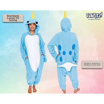 Funziez! Narwhal Costume -Adult Costume - One Piece Animal Pajama