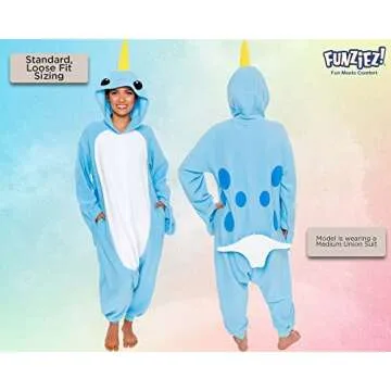 Funziez! Narwhal Costume -Adult Costume - One Piece Animal Pajama
