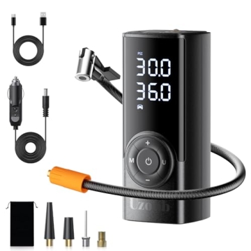 Uzonb TM-A Tire Inflator Portable Air Compressor - 12V Car Tire Air Pump Portable with Pressure Gaug...