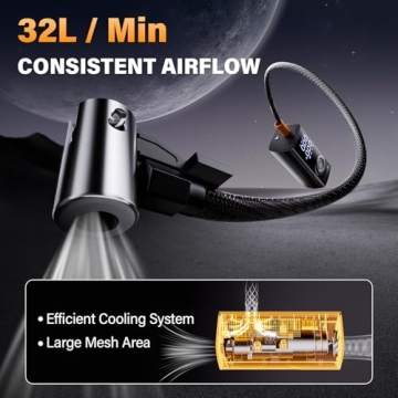 Uzonb TM-A Tire Inflator Portable Air Compressor - 12V Car Tire Air Pump Portable with Pressure Gauge - One Minute Fast Inflation, Ideal for Car, Motorcycle, Bicycle and More