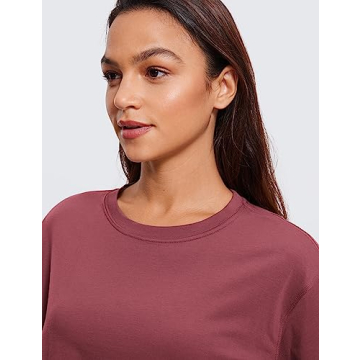 CRZ YOGA Women's Pima Cotton Workout Crop Top for Activewear