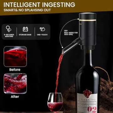 BLUBYEES 3-in-1 Electric Wine Aerator & Decanter Set with Stand Base - Automatic Pump Dispenser, Ret...