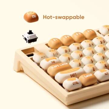 MONSGEEK AKKO x MG108B Bun Wonderland Mechanical Keyboard Hot-Swappable Multi-Mode Gaming Keyboard w...