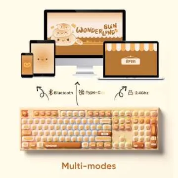 MONSGEEK AKKO x MG108B Bun Wonderland Mechanical Keyboard Hot-Swappable Multi-Mode Gaming Keyboard with PBT Dye-Sub MOG Profile Keycaps Pre Lubed Piano Switch