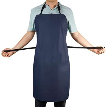 Waterproof Rubber Vinyl Apron W/ 2 Pockets - Lab Apron for DishWashing, Grooming 2Pack