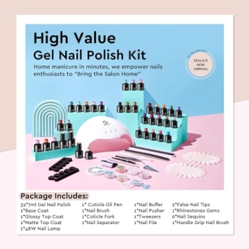 MEFA 54 Pcs Gel Nail Polish Kit with UV Light and Accessories