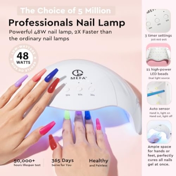 MEFA 54 Pcs Gel Nail Polish Kit with UV Light and Accessories