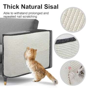 Cat Scratch Furniture Protector with Natural Sisal