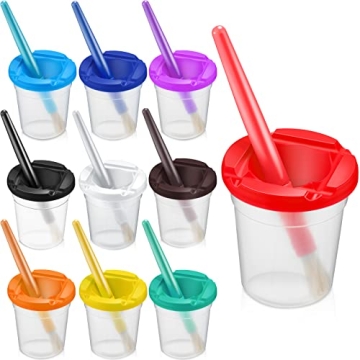 No Spill Paint Cups for Kids with Brushes Sets