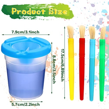 No Spill Paint Cups for Kids with Brushes Sets