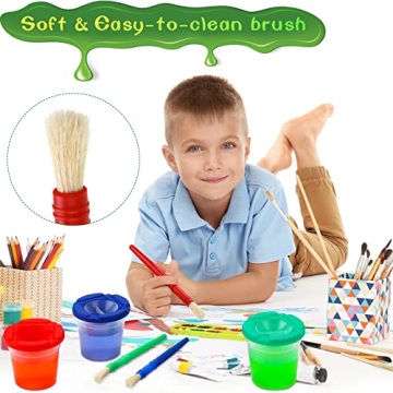No Spill Paint Cups for Kids with Brushes Sets