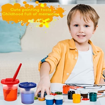 No Spill Paint Cups for Kids with Brushes Sets