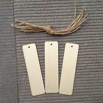 JANOU Rectangle Wood Crafts DIY Blank Hanging Wooden Tags Ornaments with Ropes Wedding Birthday Party Decoration Pack 20pcs