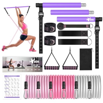 Pilates Bar Kit with Resistance Bands, Workout Sets for Women & Men, Qicool Pilates Resistance Bands...