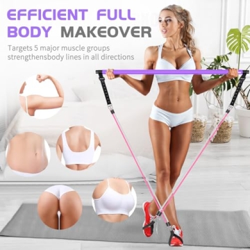 Pilates Bar Kit with Resistance Bands for Home Fitness