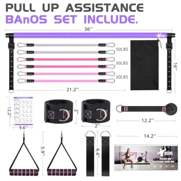 Pilates Bar Kit with Resistance Bands for Home Fitness