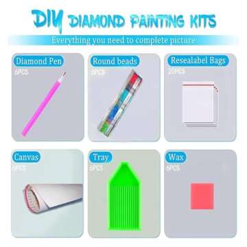 DOTSOPS Diamond Painting Kits Art Adults Painting Kit Crafts DIY 5D Diamond Art Packs Kits Full for Adults Beginner Home Wall Decoration Gift 11.8x15.7 Inches (6 Pack Landscape Abstract)