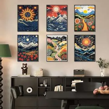 DOTSOPS Diamond Painting Kits Art Adults Painting Kit Crafts DIY 5D Diamond Art Packs Kits Full for Adults Beginner Home Wall Decoration Gift 11.8x15.7 Inches (6 Pack Landscape Abstract)