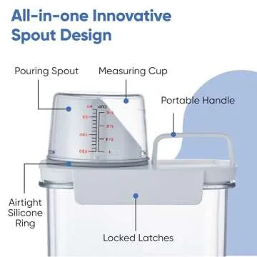 Chef's Path Airtight Food Storage Containers 2-Pack - 2.9L Cereal Container Storage & Pasta Storage Containers w/Spout, Handle, Measuring Cup Lid - BPA-Free Plastic Pantry Organization & Storage