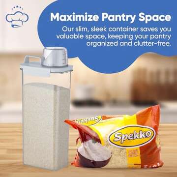 Chef's Path Airtight Food Storage Containers 2-Pack - 2.9L Cereal Container Storage & Pasta Storage Containers w/Spout, Handle, Measuring Cup Lid - BPA-Free Plastic Pantry Organization & Storage