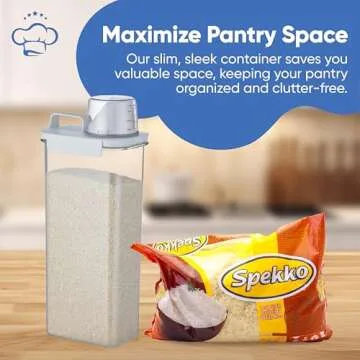 Chef's Path Airtight Food Storage Containers 2-Pack - 2.9L Cereal Container Storage & Pasta Storage Containers w/Spout, Handle, Measuring Cup Lid - BPA-Free Plastic Pantry Organization & Storage