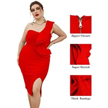 Elegant One Shoulder Ruffle Bodycon Dress for Weddings