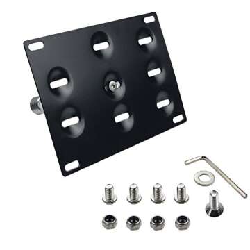 Dewhel Front Bumper Tow Hook License Plate Mount Bracket Holder Bolt On Compatible with 2014-up Mazd...