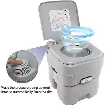 Dripex Portable Camping Toilet - 20L /5.3 Gallon Handle Removable Handle Toilet with Flush for RV, Boating, Outdoor Camping Hiking, Travel Caravan, Road Trips