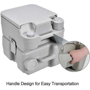 Dripex Portable Camping Toilet - 20L /5.3 Gallon Handle Removable Handle Toilet with Flush for RV, Boating, Outdoor Camping Hiking, Travel Caravan, Road Trips