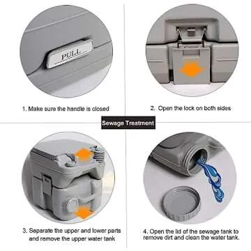 Dripex Portable Camping Toilet - 20L /5.3 Gallon Handle Removable Handle Toilet with Flush for RV, Boating, Outdoor Camping Hiking, Travel Caravan, Road Trips