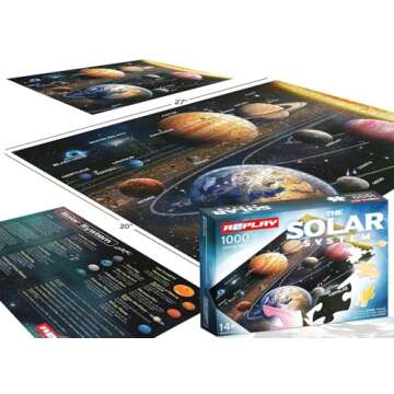 A2PLAY Solar System Space Puzzle for Adults, 1000 Piece Jigsaw Puzzle & Bonus Space Fact Poster, Premium Materials, 27.5 x 19.7 in