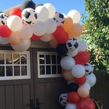 GIHOO 105pcs Cow Balloon Garland Arch Kit, 12inch Cow Printed Balloons, White Black Red Yellow Balloons with 16ft Strip for Farm Birthday Western Party Cowboy Theme Party Kid’s Birthday Party Supplies