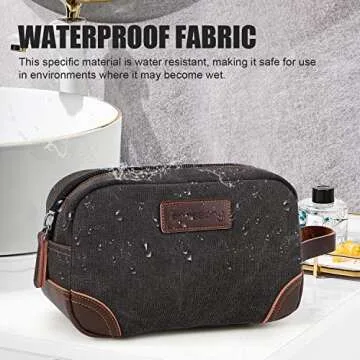 emissary Travel Toiletry Bag for Men, Leather and Canvas Toiletry Bags, Dopp Kit for Men, Travel Bathroom Bag Men's Shaving Kit, Travel Kit Small Bag for Men, Shaving Bag for Travel Accessories (Gray)