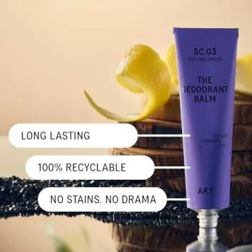 AKT, THE DEODORANT BALM. Award winning, multi-use, natural deodorant. Plastic Free. Gender Free. Aluminium Free. 100% effective — 1 tube lasts up to 3 months. SC.03 THE ONSEN. 1.7 Ounce