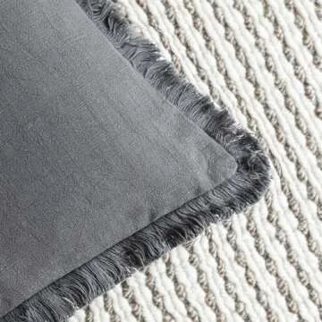 Foindtower Set of 2 Decorative Linen Fringe Throw Pillow Covers Cozy Farmhouse Boho Cushion Cover with Tassels Soft Accent Pillowcase for Couch Sofa Bed Living Room Home Decor 20×20 Inch Gray