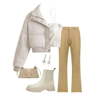 Gihuo Women's Cropped Puffer Jacket for Winter Warmth