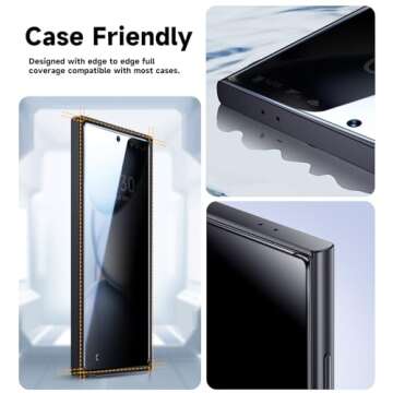 MAGIC JOHN 2 Pack for Samsung Galaxy S25 Ultra Privacy Tempered Glass Screen Protector, Bubble Free, Easy Installation, Auto Dust-Elimination