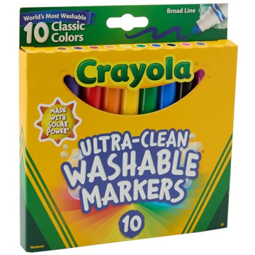 Crayola Broad Line Markers 10ct - Colorful, Washable, Safe for Kids