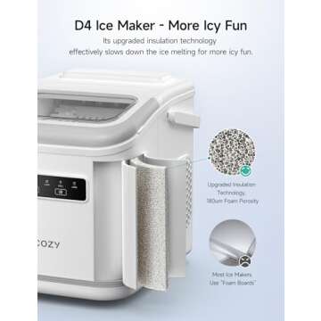 HiCOZY Countertop Ice Maker with Handle, Ice in 6Mins, 26 lbs/Day, Portable Ice Maker Machine with S...