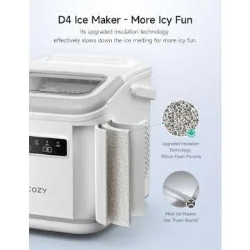 HiCOZY Countertop Ice Maker with Handle, Ice in 6Mins, 26 lbs/Day, Portable Ice Maker Machine with S...