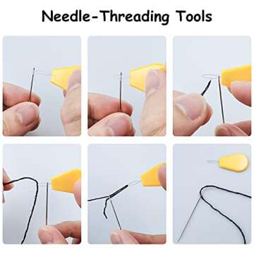 TmppDeco Embroidery Kit for Beginners - 3 Pack Embroidery Starter Kits for Adults, with Patterns and Instructions, Plastic Embroidery Hoop, Scissors, Needles and Color Threads, Needle-Threading Tools