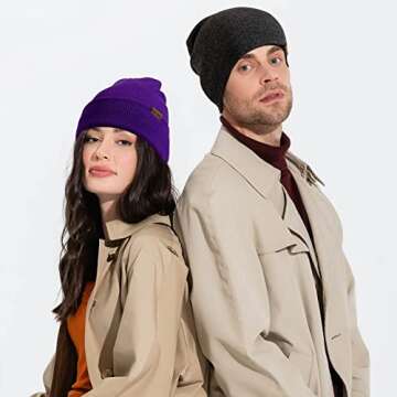 FanVince Beanie for Men Knit Thermal Warm Cuffed Gifts Womens Winter Hats Charcoal Gray