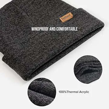 FanVince Beanie for Men Knit Thermal Warm Cuffed Gifts Womens Winter Hats Charcoal Gray