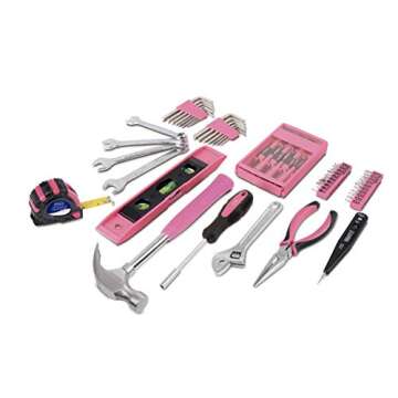 Apollo Tools 53 Piece Household Tool Set - Pink Ribbon